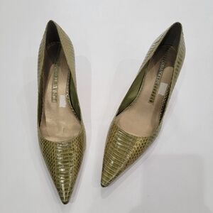 Enzo Angiolini Green Snake Skin Embossed Women's Shoes SZ 8.5